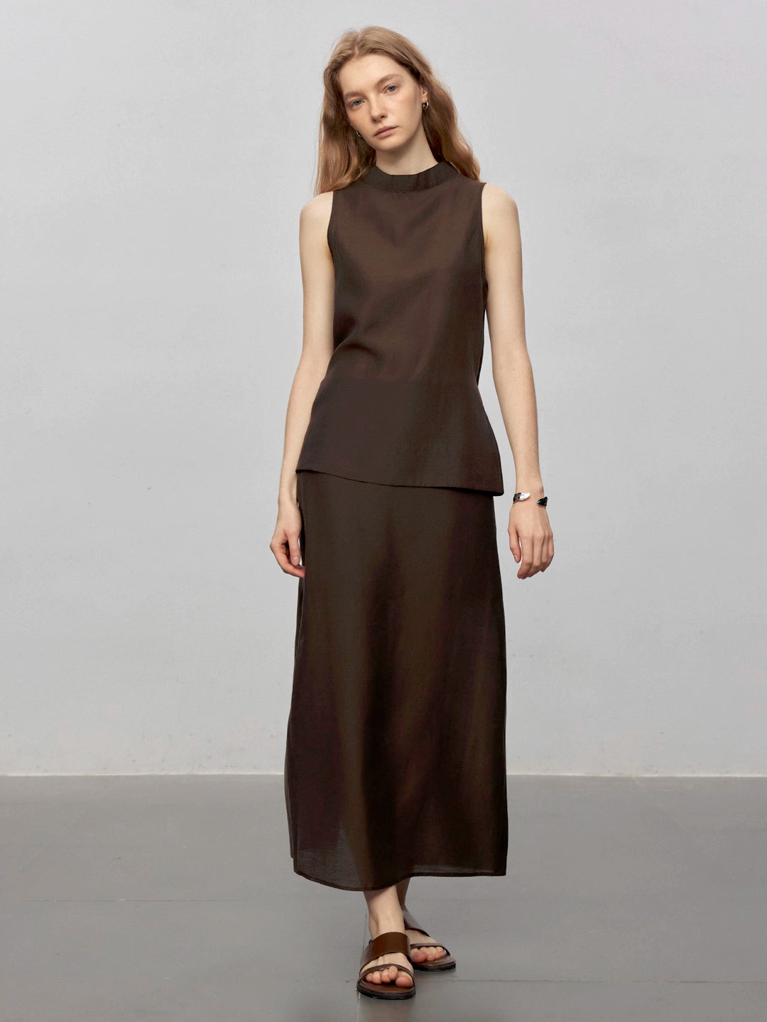 Sheer Acetate Linen Sleeveless Top and Pants