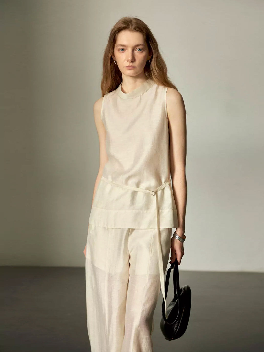 Sheer Acetate Linen Sleeveless Top and Pants