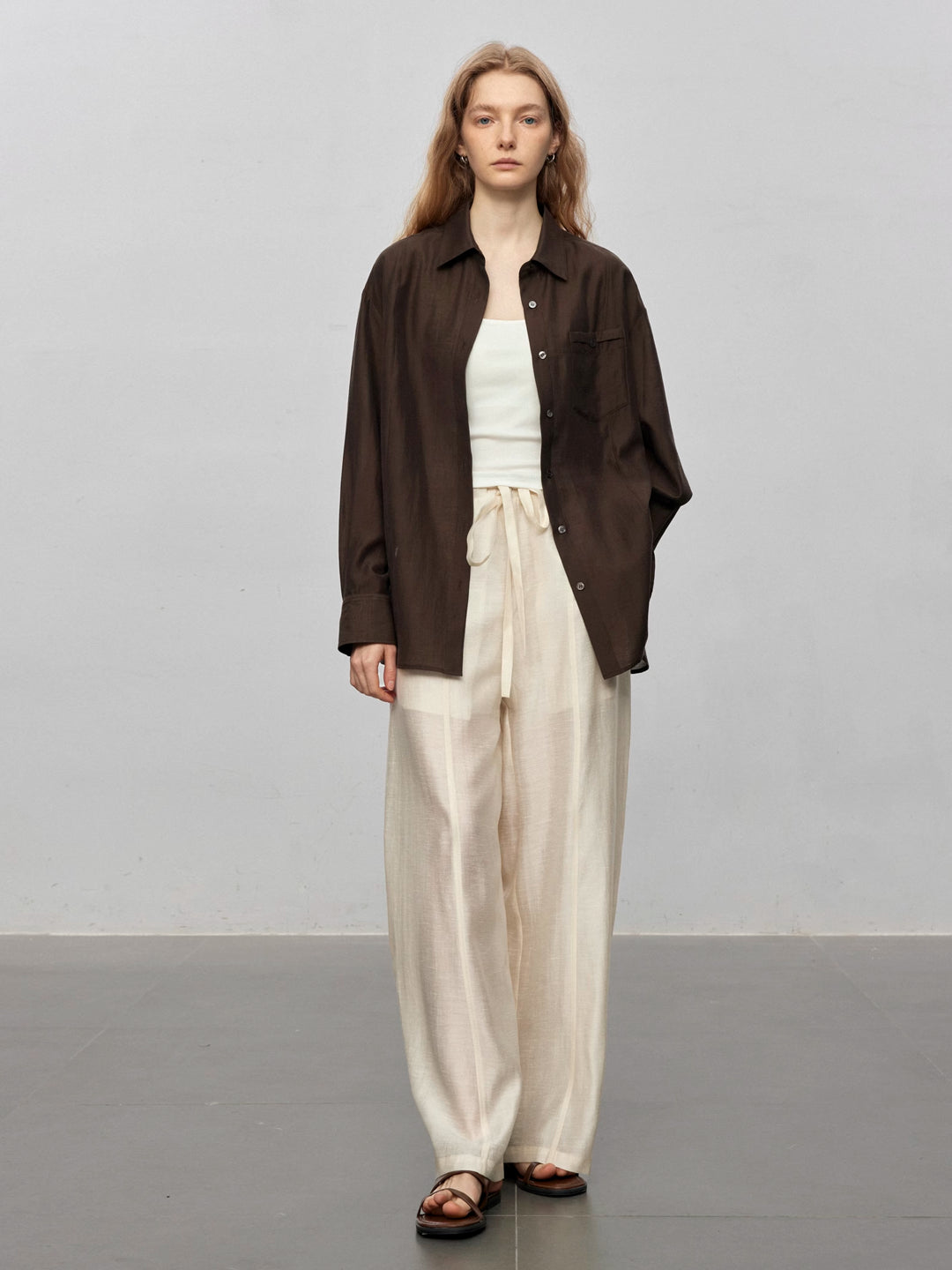 Sheer Acetate Linen Sleeveless Top and Pants