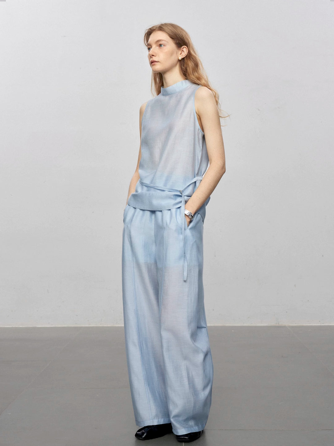 Sheer Acetate Linen Sleeveless Top and Pants