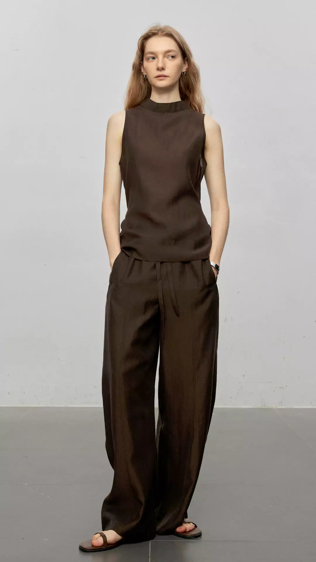 Sheer Acetate Linen Sleeveless Top and Pants