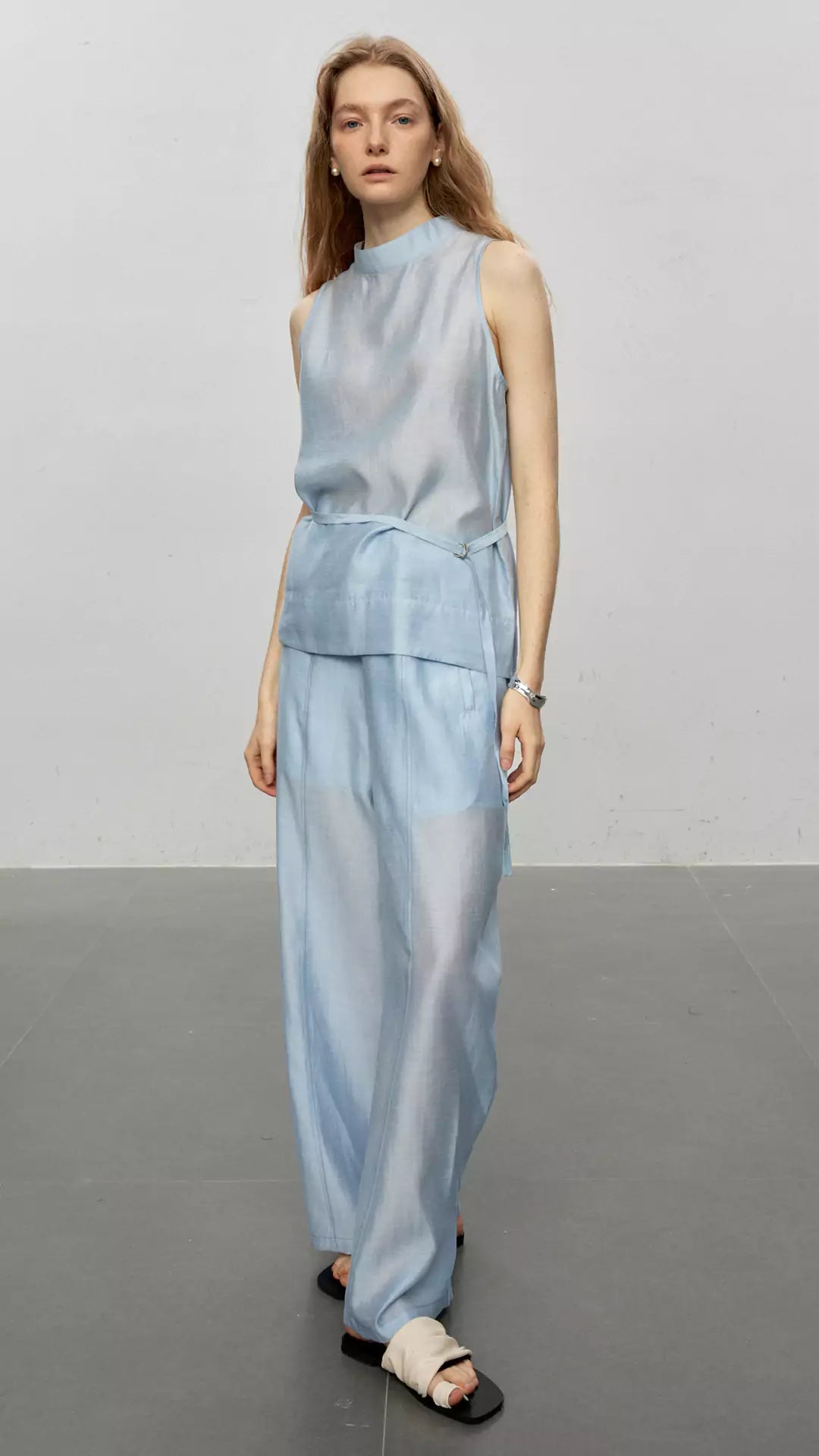 Sheer Acetate Linen Sleeveless Top and Pants