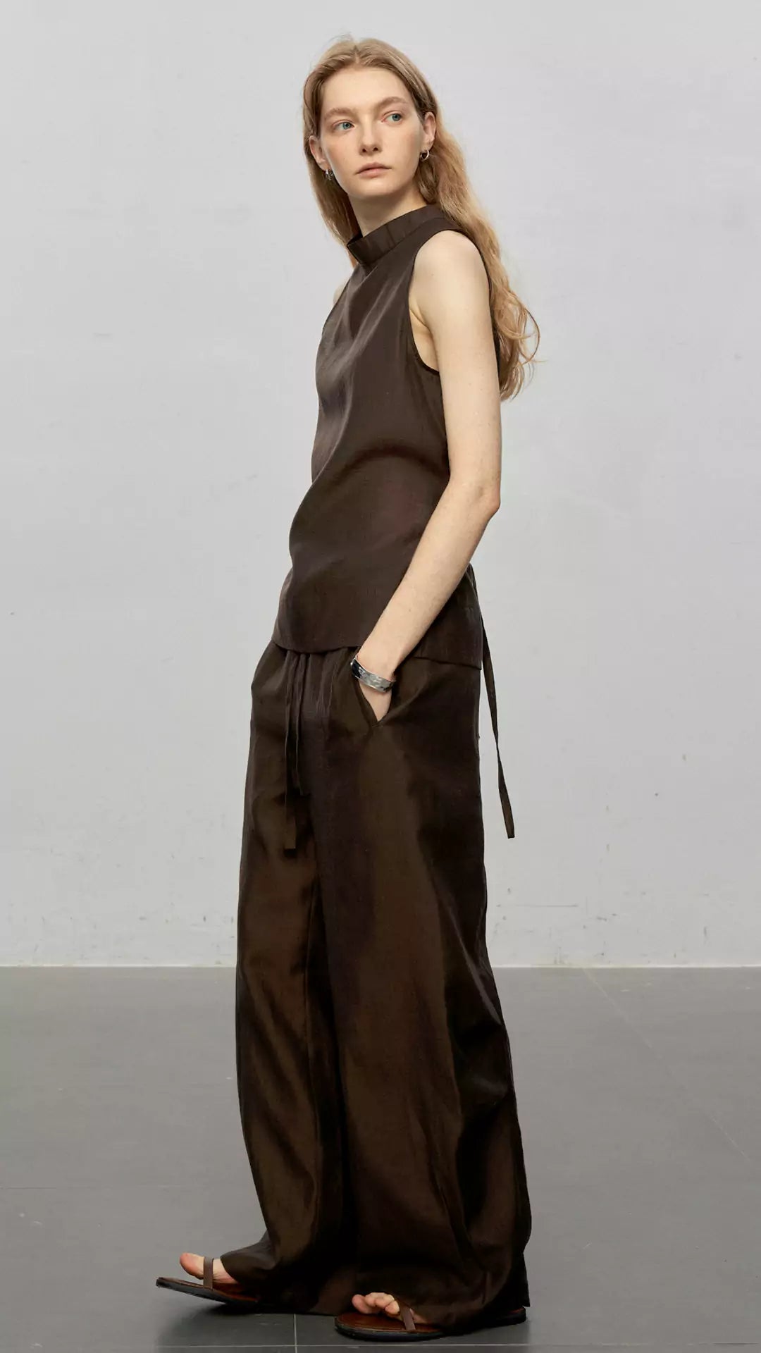 Sheer Acetate Linen Sleeveless Top and Pants