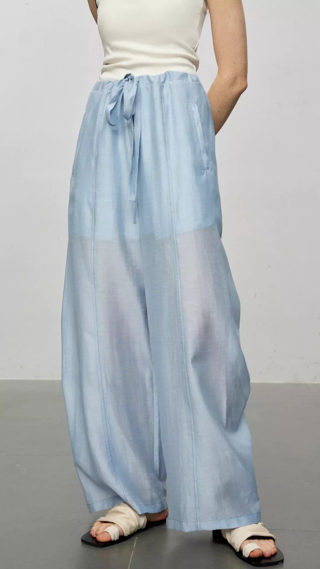 Sheer Acetate Linen Sleeveless Top and Pants