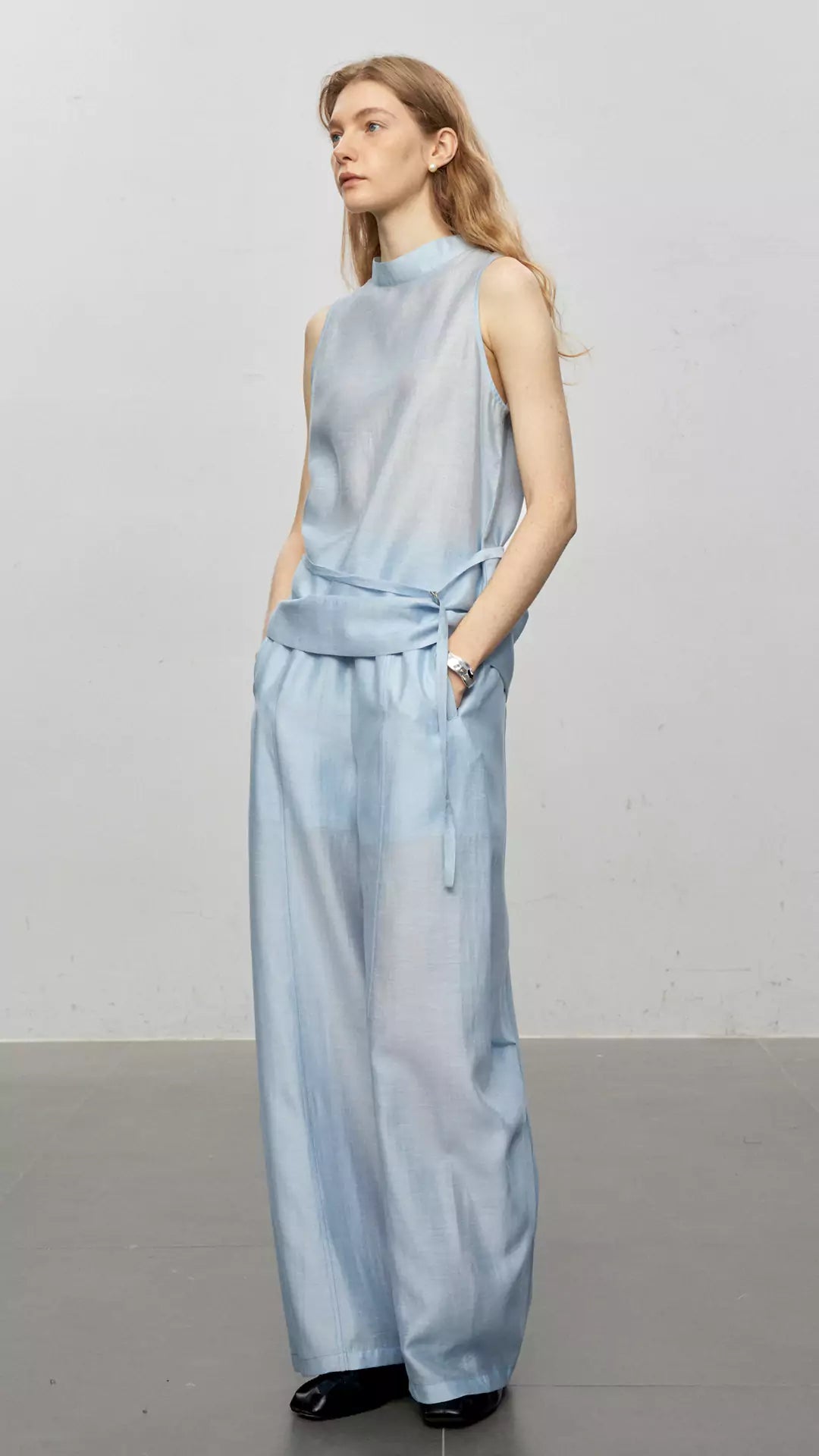 Sheer Acetate Linen Sleeveless Top and Pants