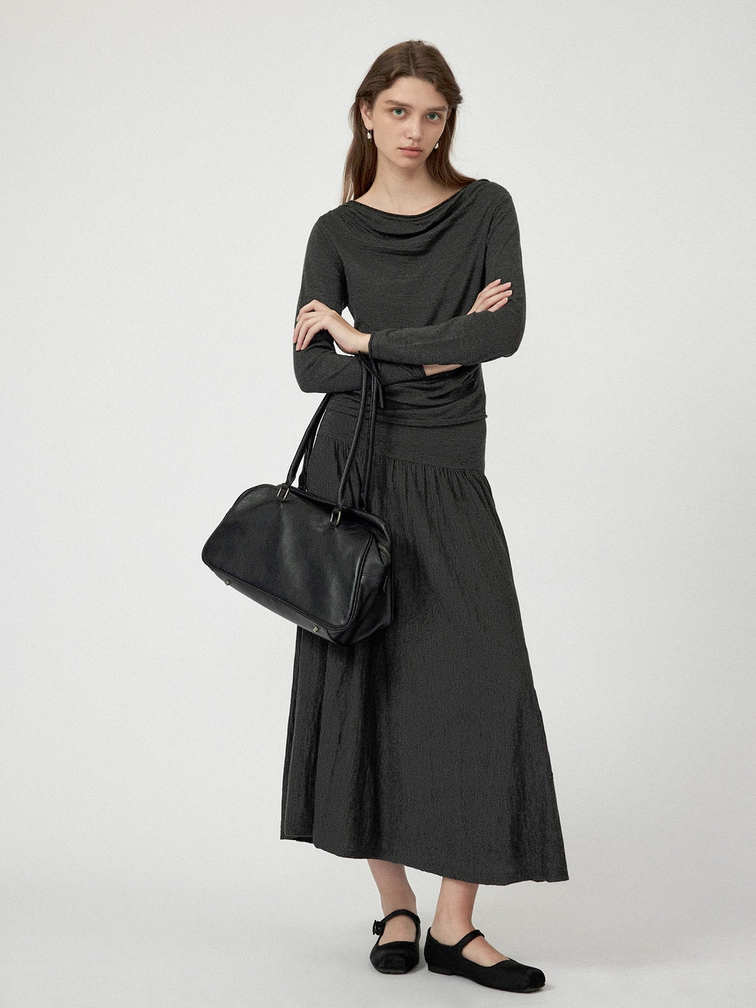 Pleated Midi Skirt