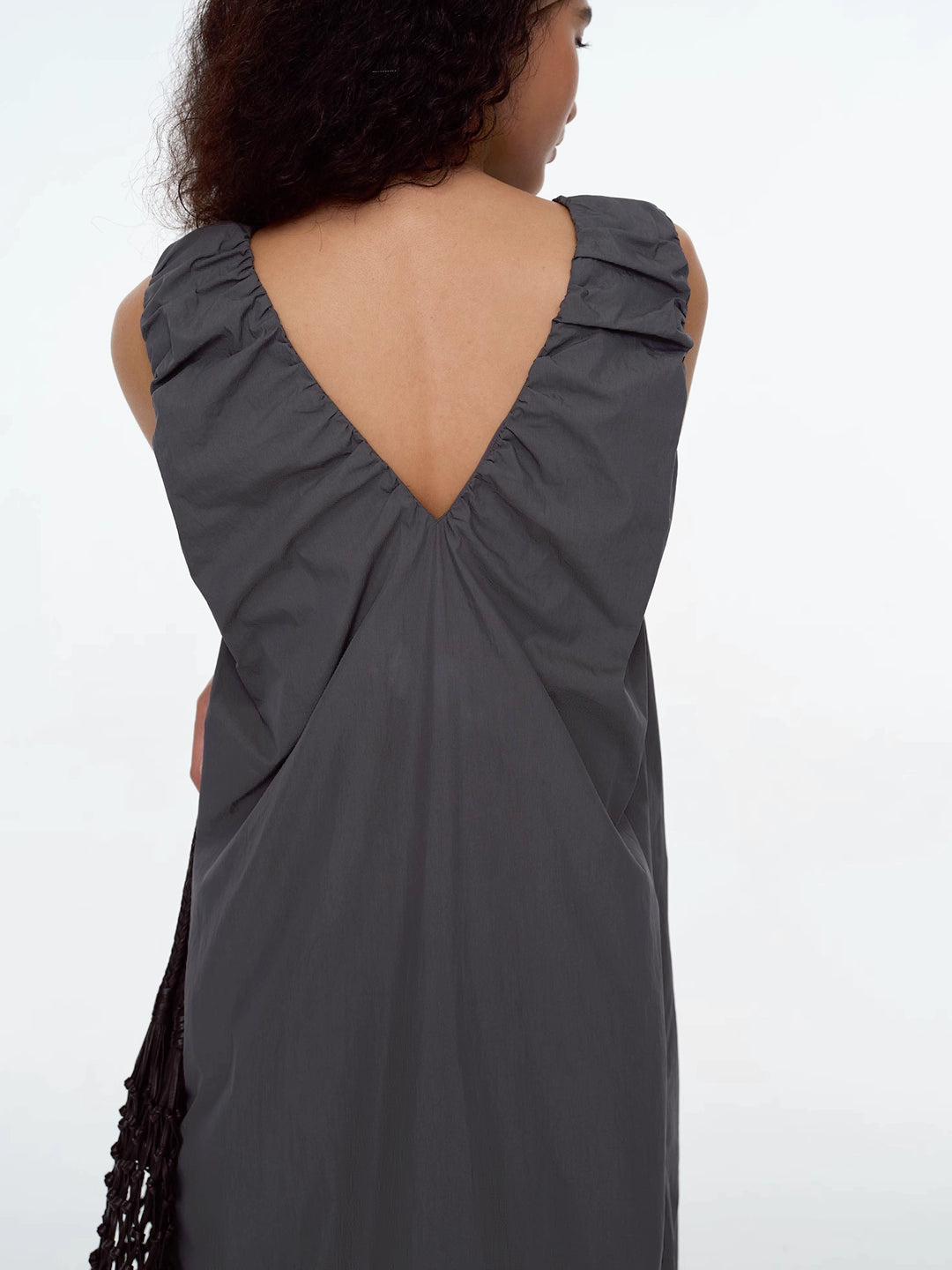 Ruched Strap Sleeveless Cocoon Dress