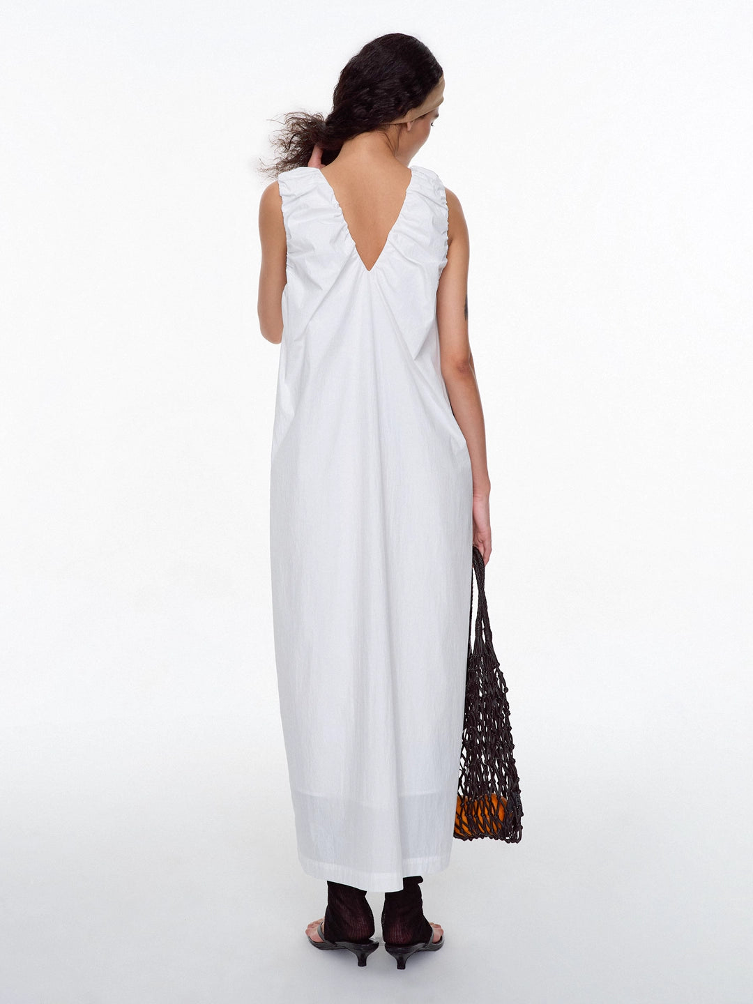 Ruched Strap Sleeveless Cocoon Dress