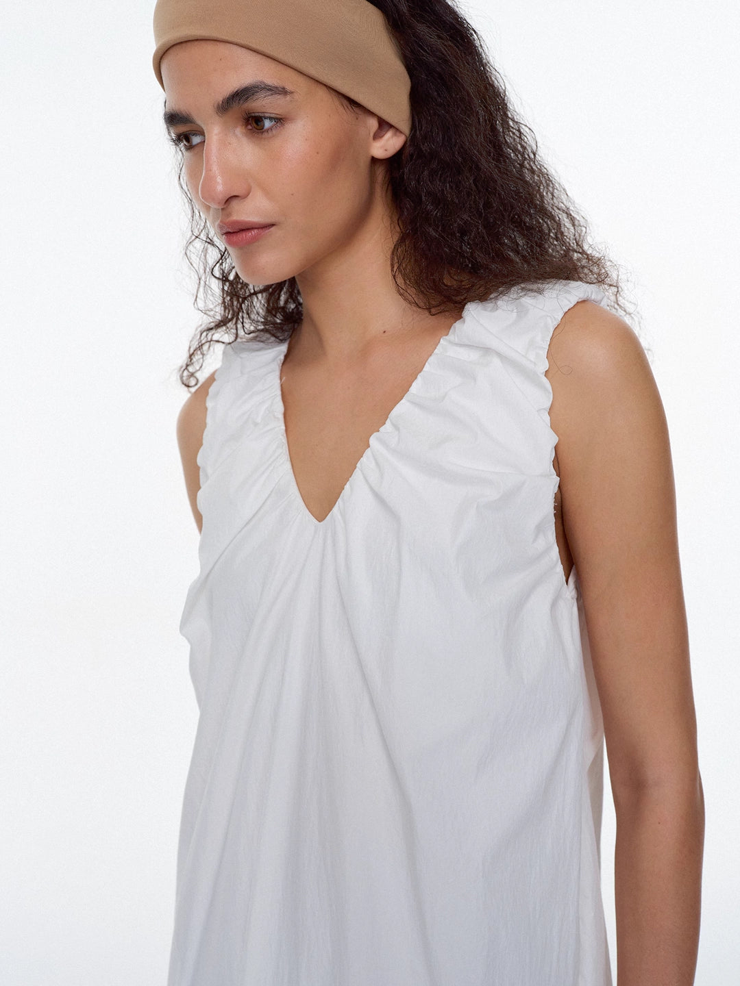 Ruched Strap Sleeveless Cocoon Dress