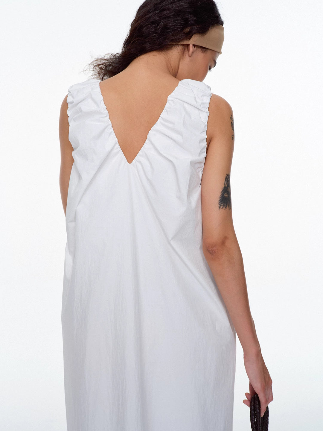 Ruched Strap Sleeveless Cocoon Dress