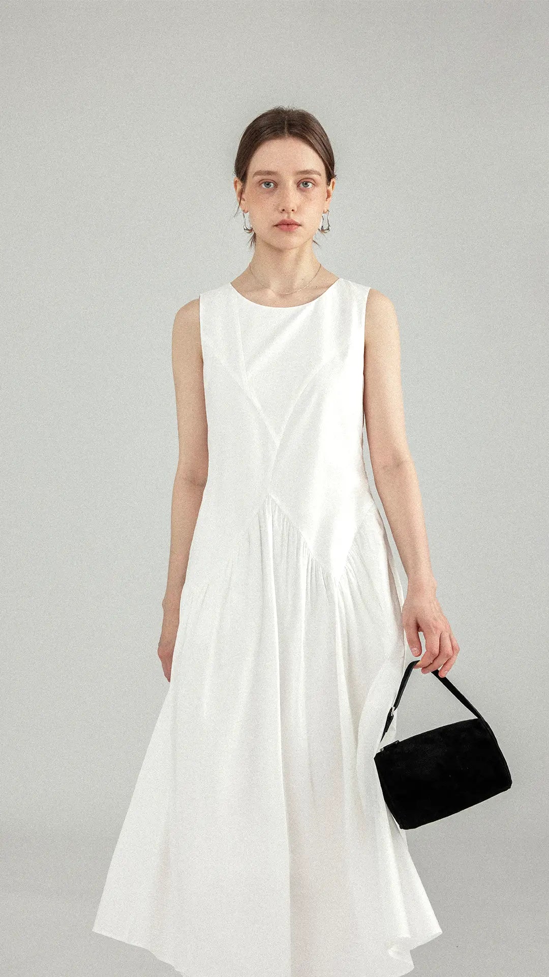 Asymmetrical Sleeveless A-Line Midi Dress