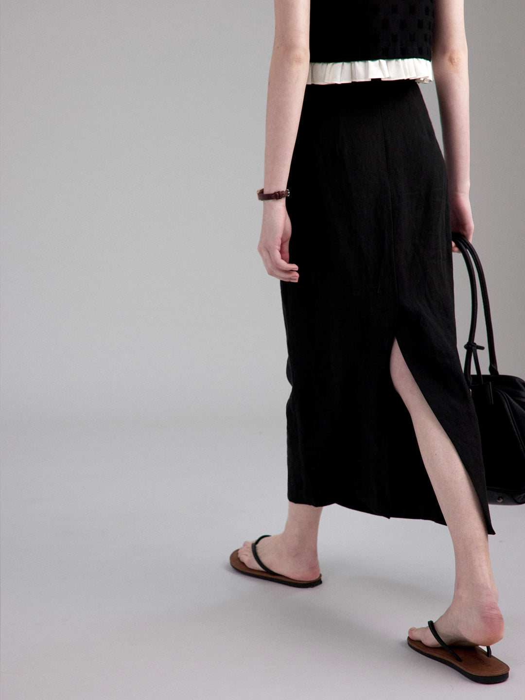 Casual H-Line Hemp Midi Skirt