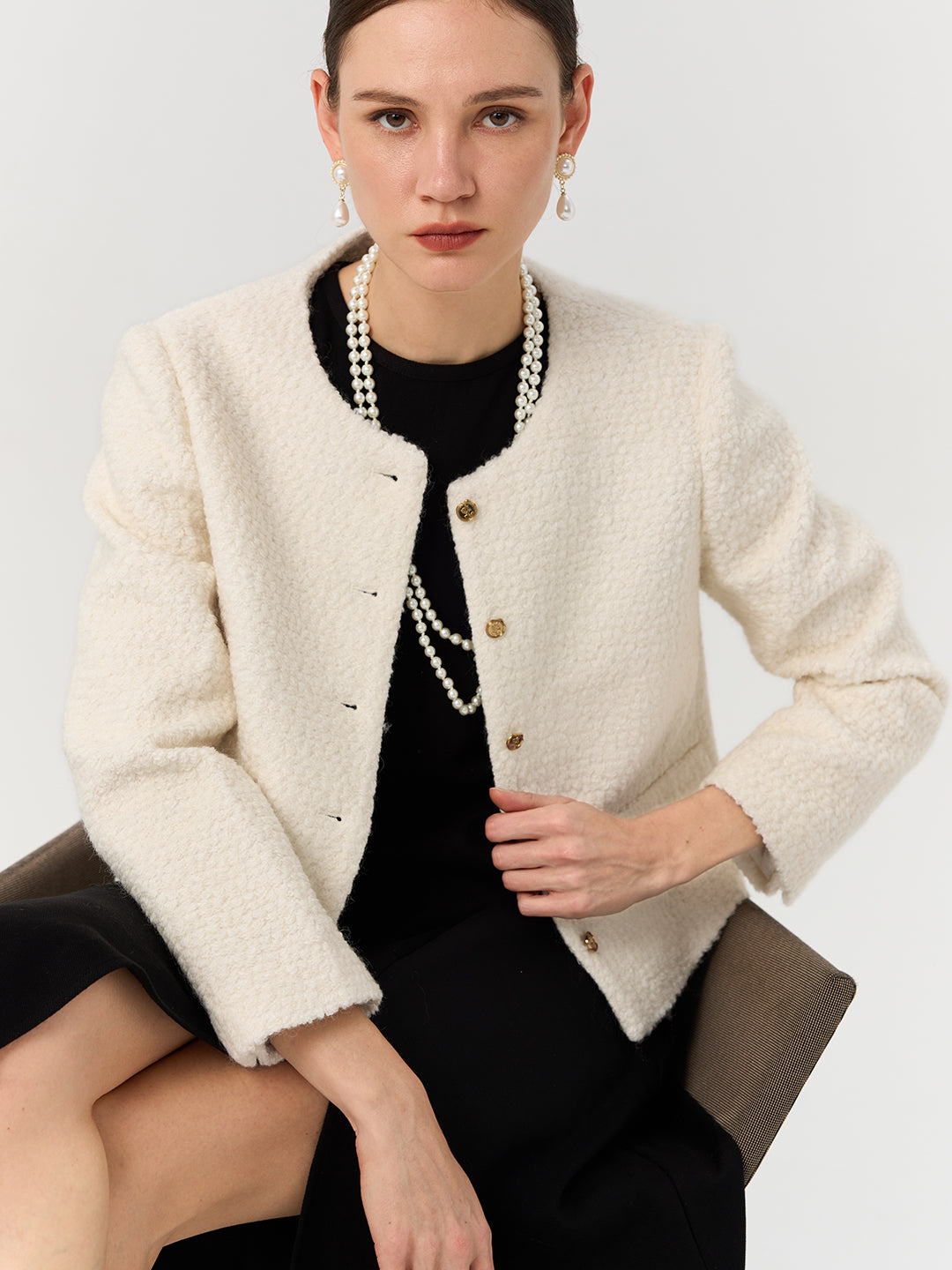 Wool Sequins Tweed Jacket