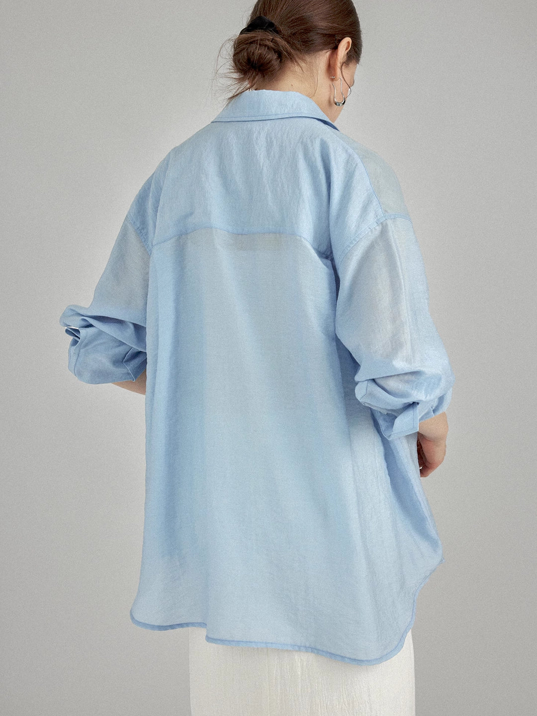 Breathable Tencel Cotton Pleated Long Sleeve Shirt