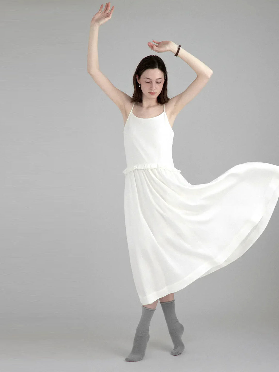 Minimalist Loose White Halter Dress