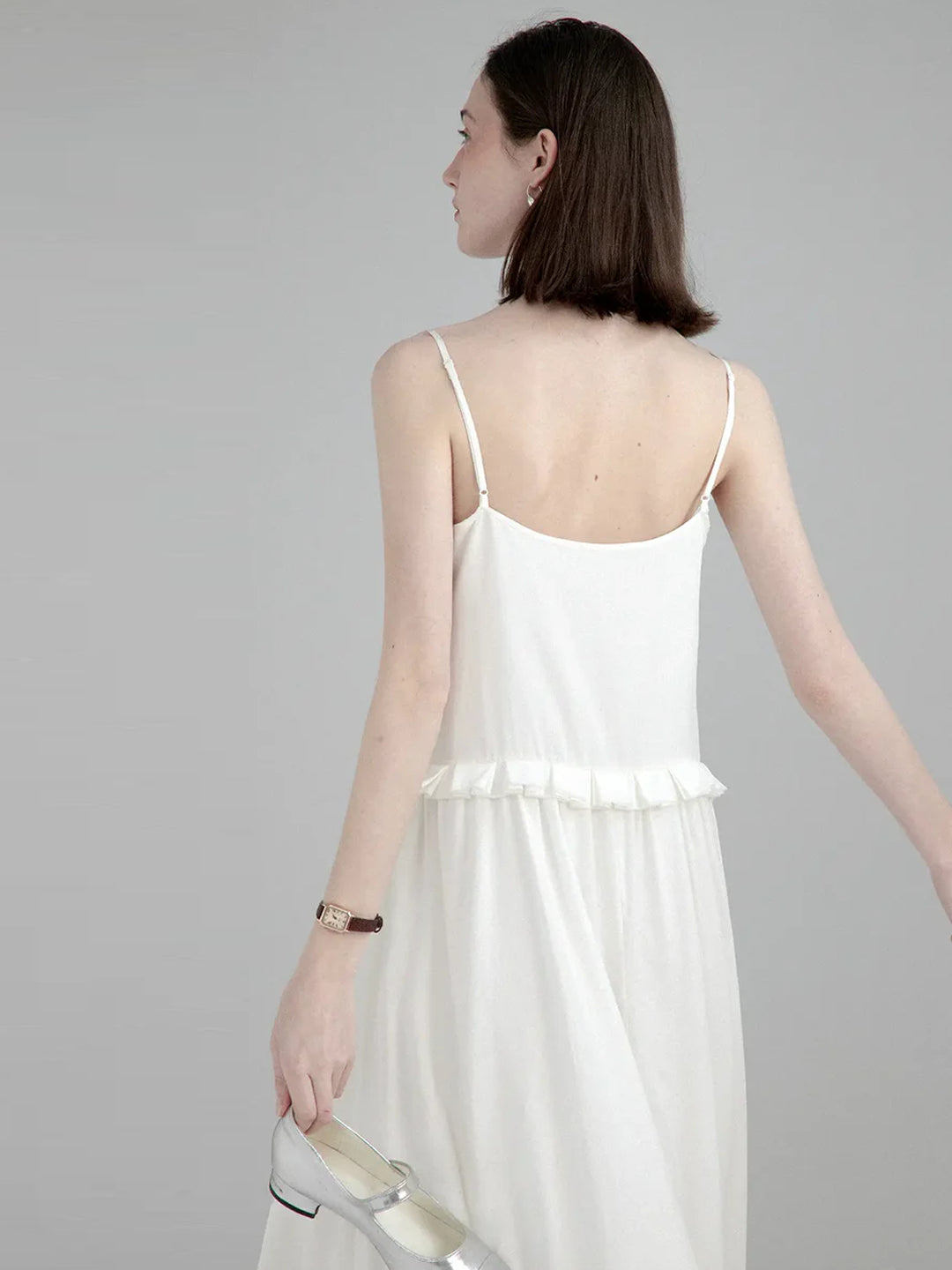 Minimalist Loose White Halter Dress