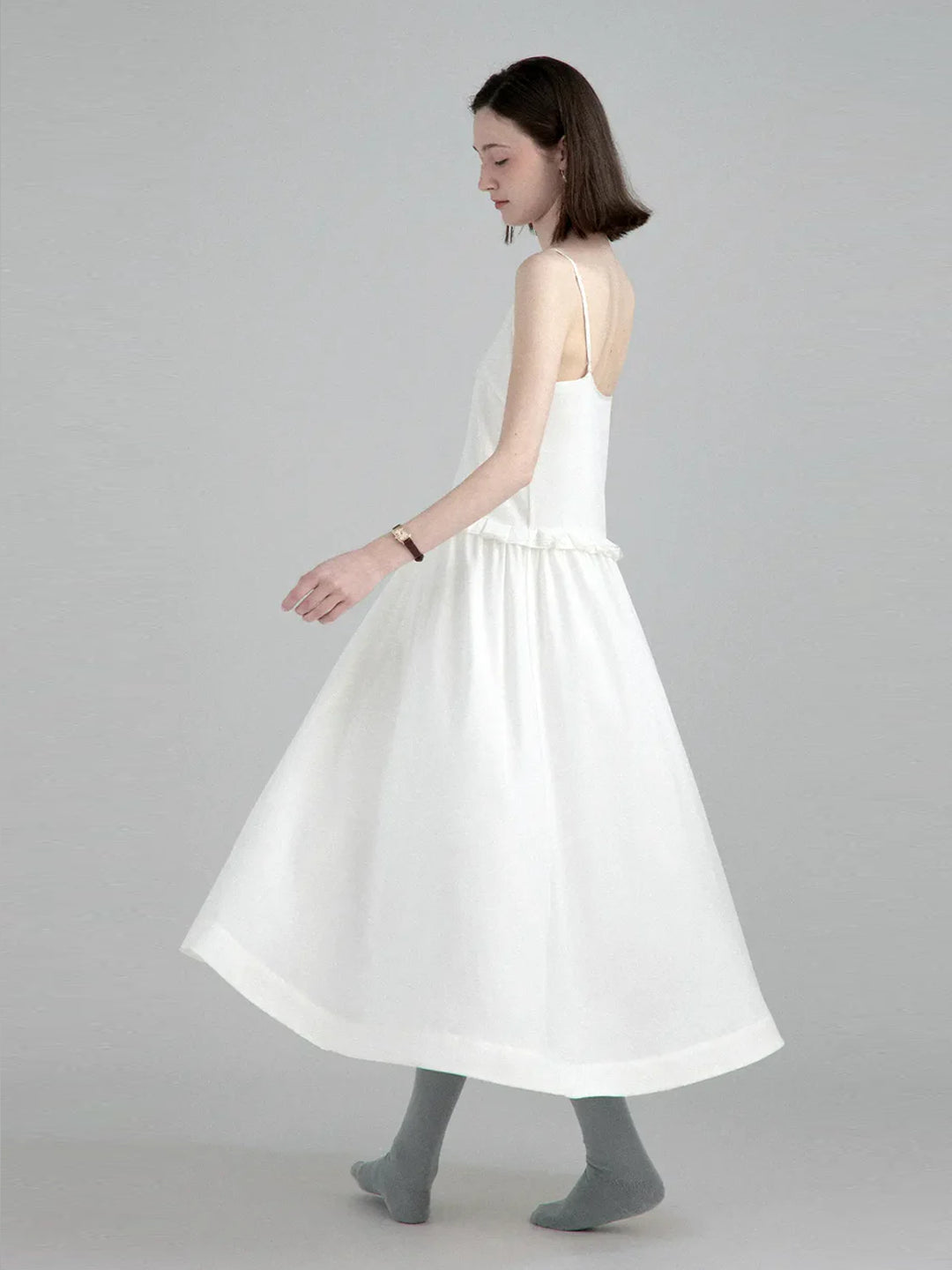 Minimalist Loose White Halter Dress