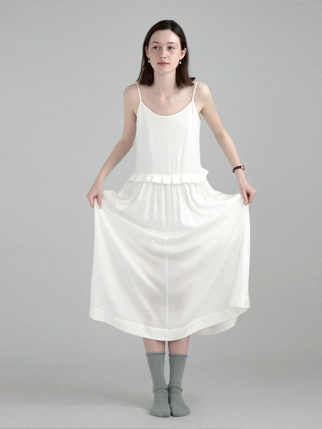 Minimalist Loose White Halter Dress