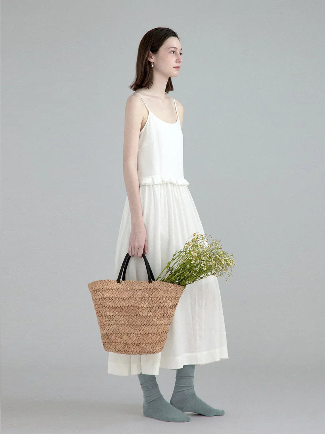 Minimalist Loose White Halter Dress