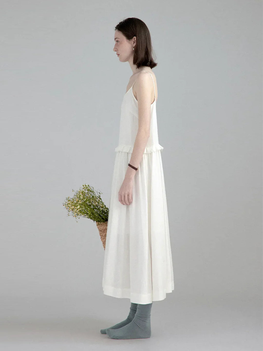 Minimalist Loose White Halter Dress