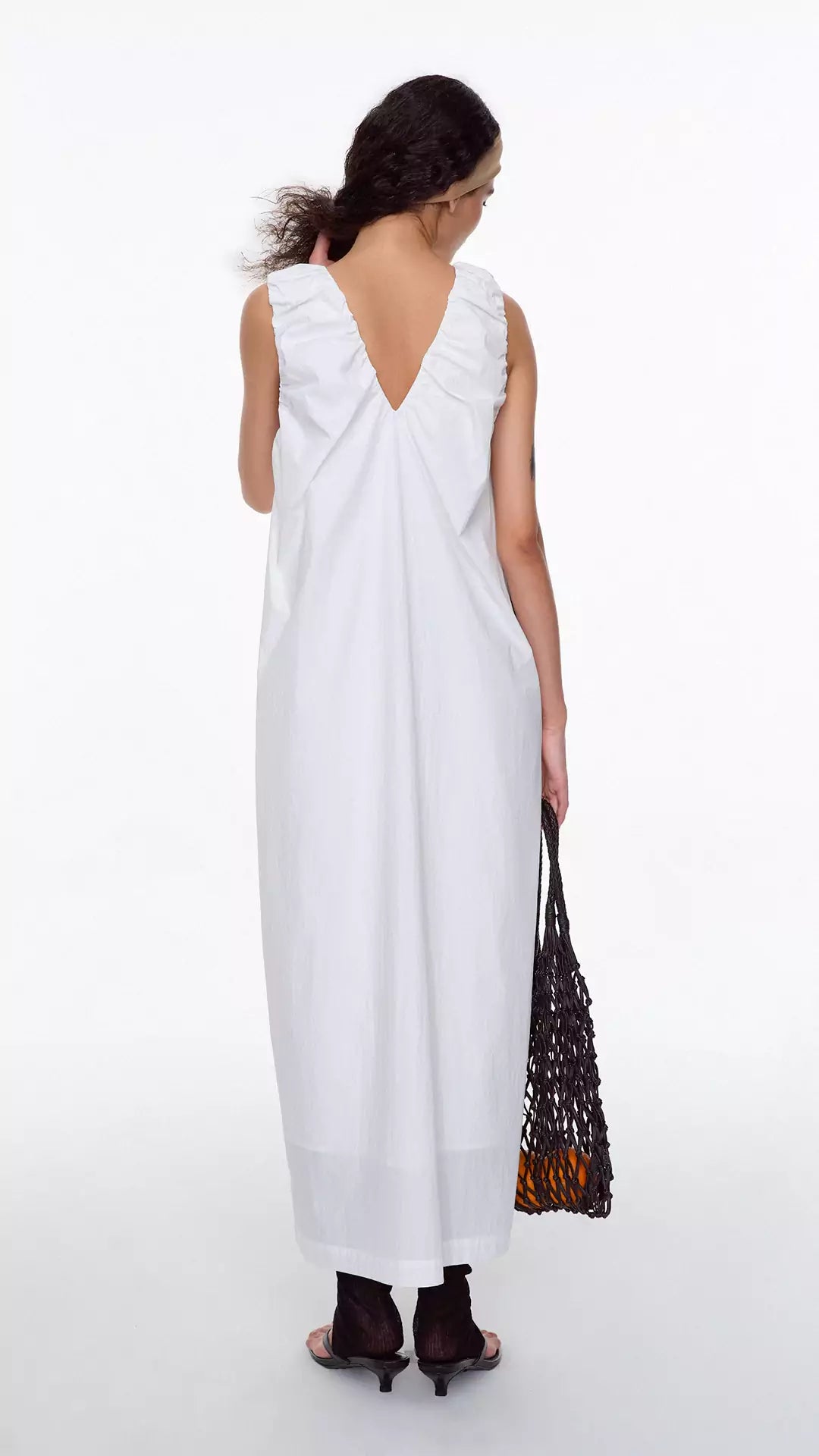 Ruched Strap Sleeveless Cocoon Dress