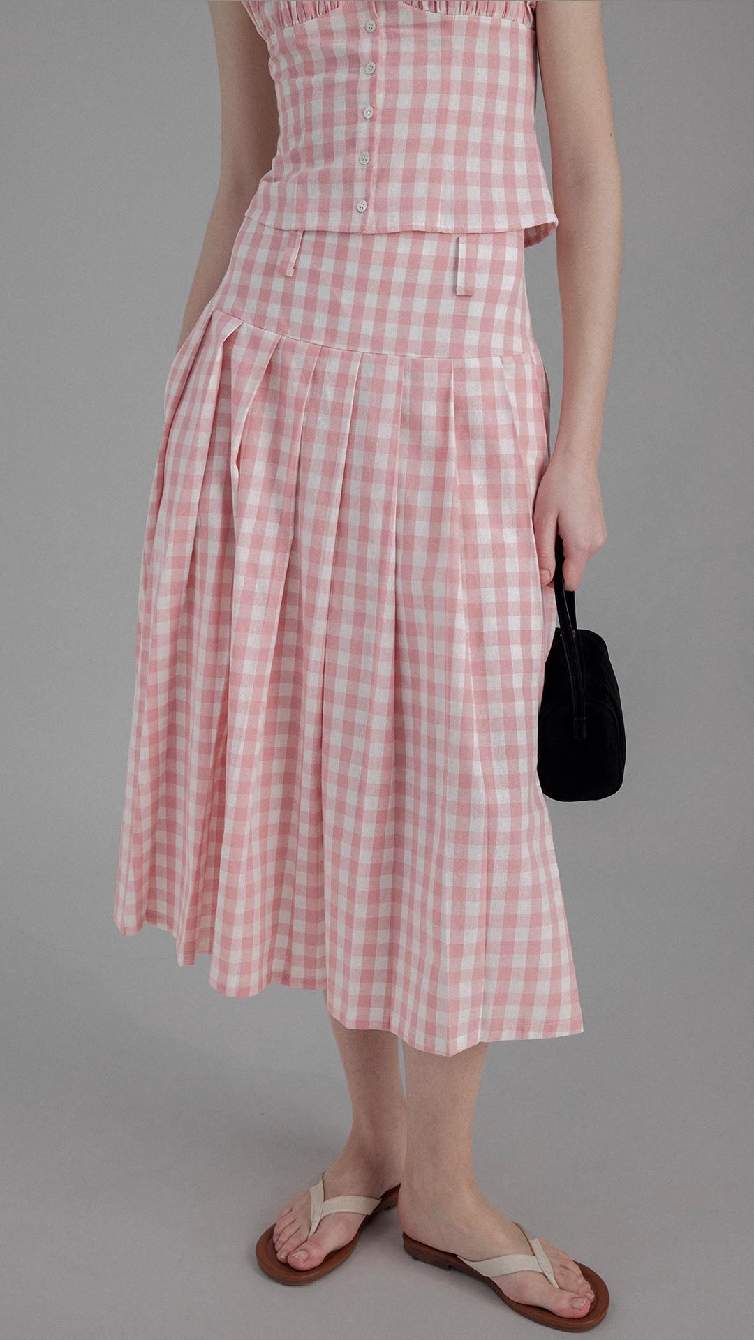 Vintage High Waist Plaid Pleated Skirt / top