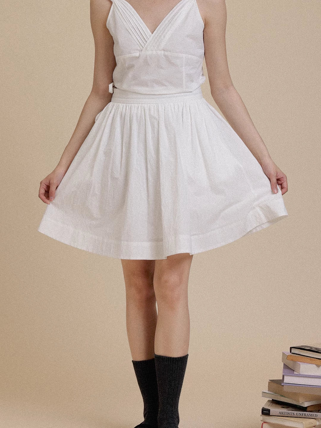 Simple White Pleated Skirt