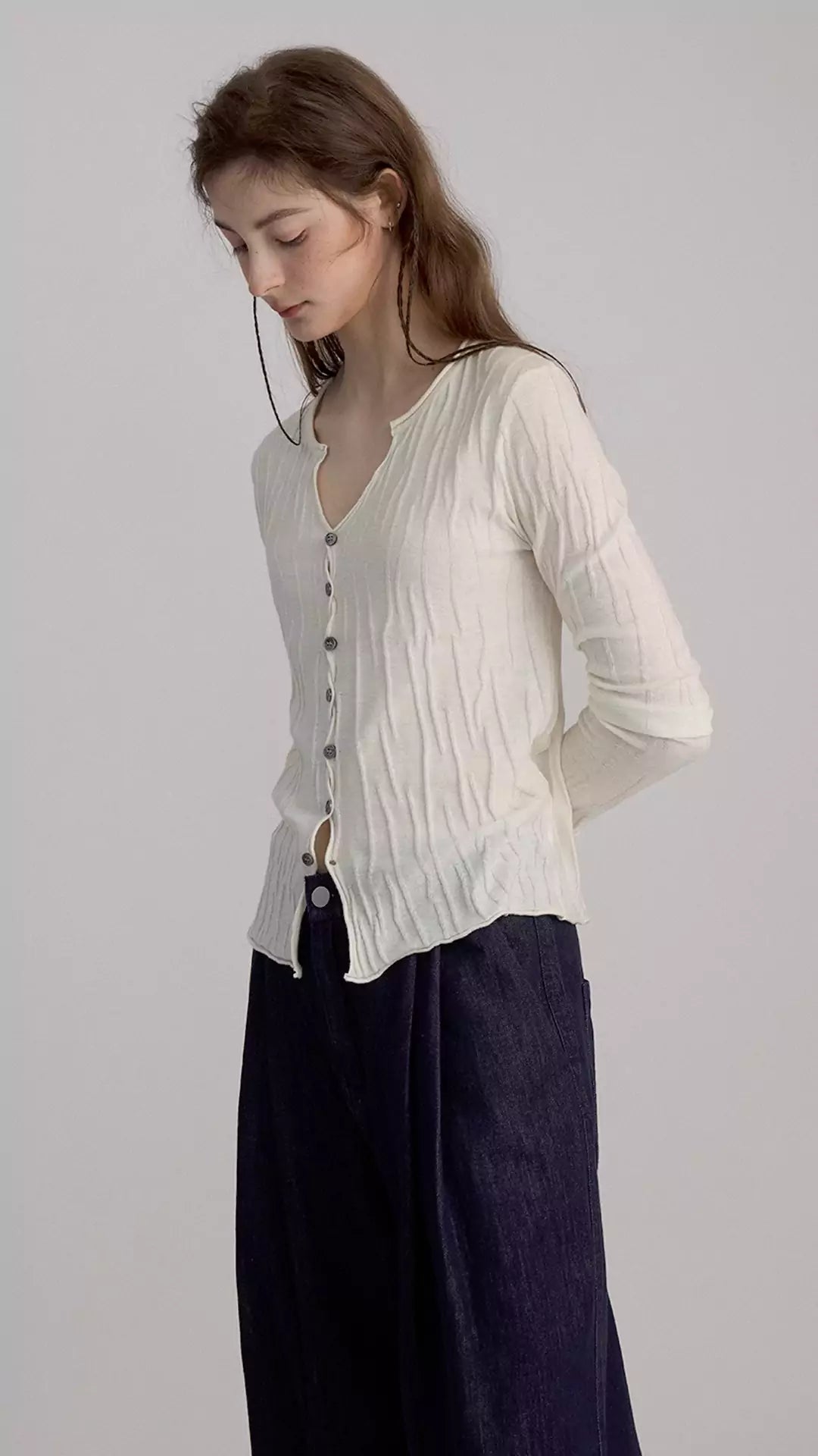 Elegant Slim Fit V-Neck Knit Cardigan