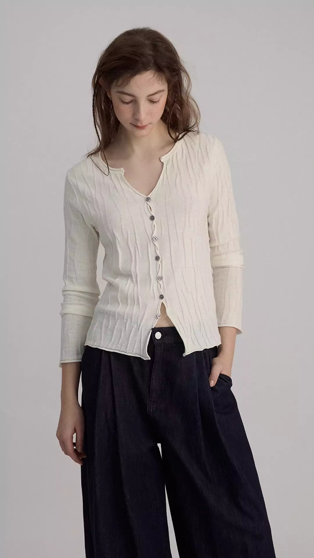 Elegant Slim Fit V-Neck Knit Cardigan