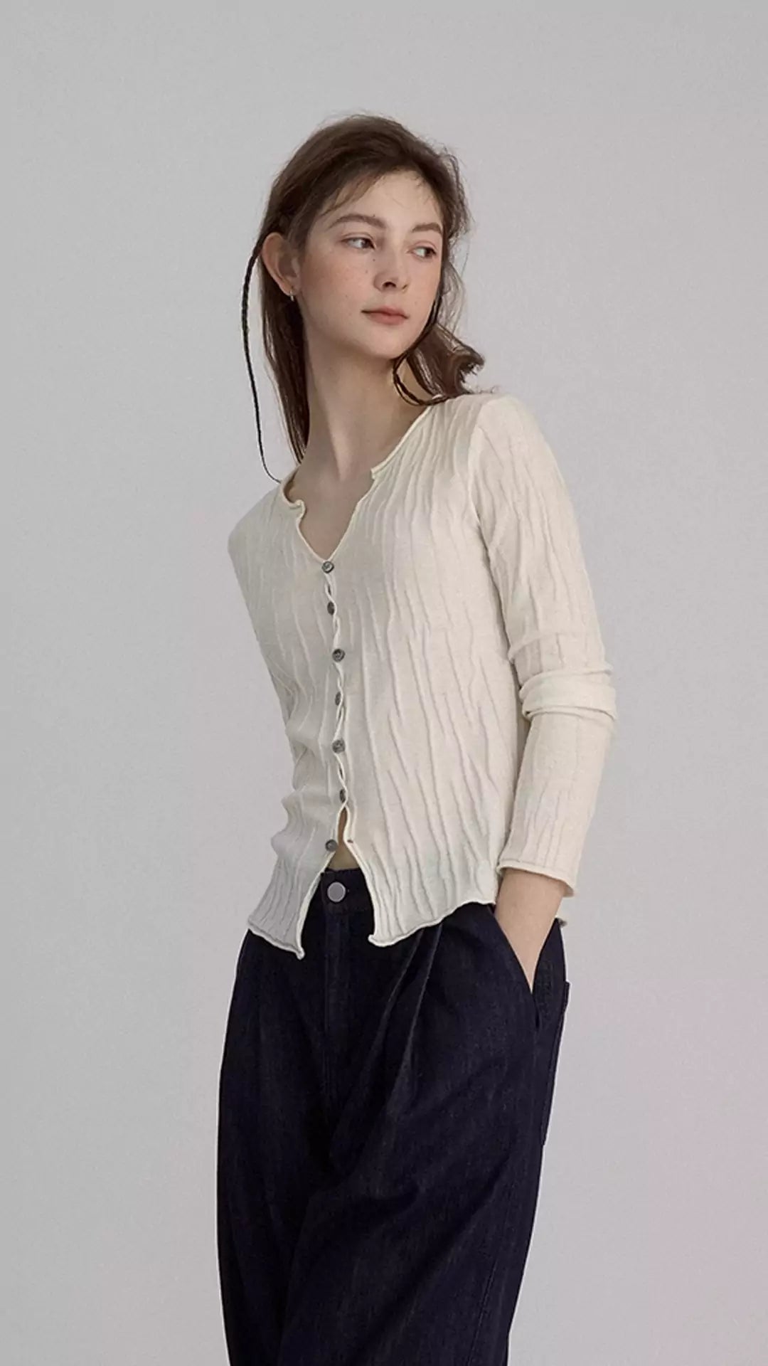 Elegant Slim Fit V-Neck Knit Cardigan