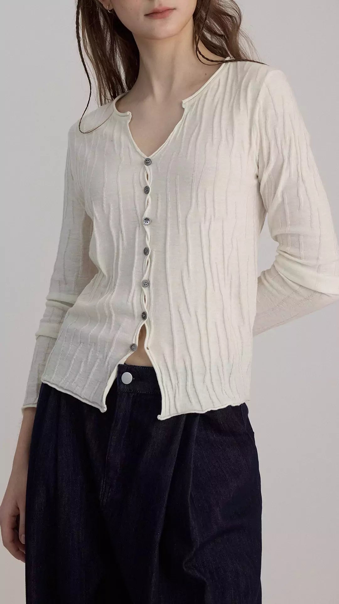 Elegant Slim Fit V-Neck Knit Cardigan