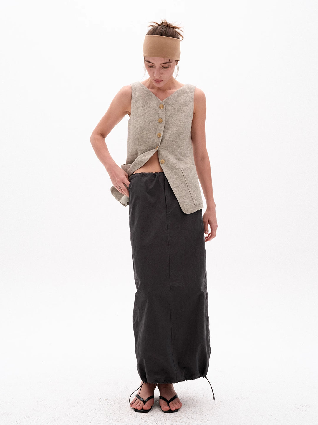 Vintage H-Line Adjustable Straight Midi Skirt