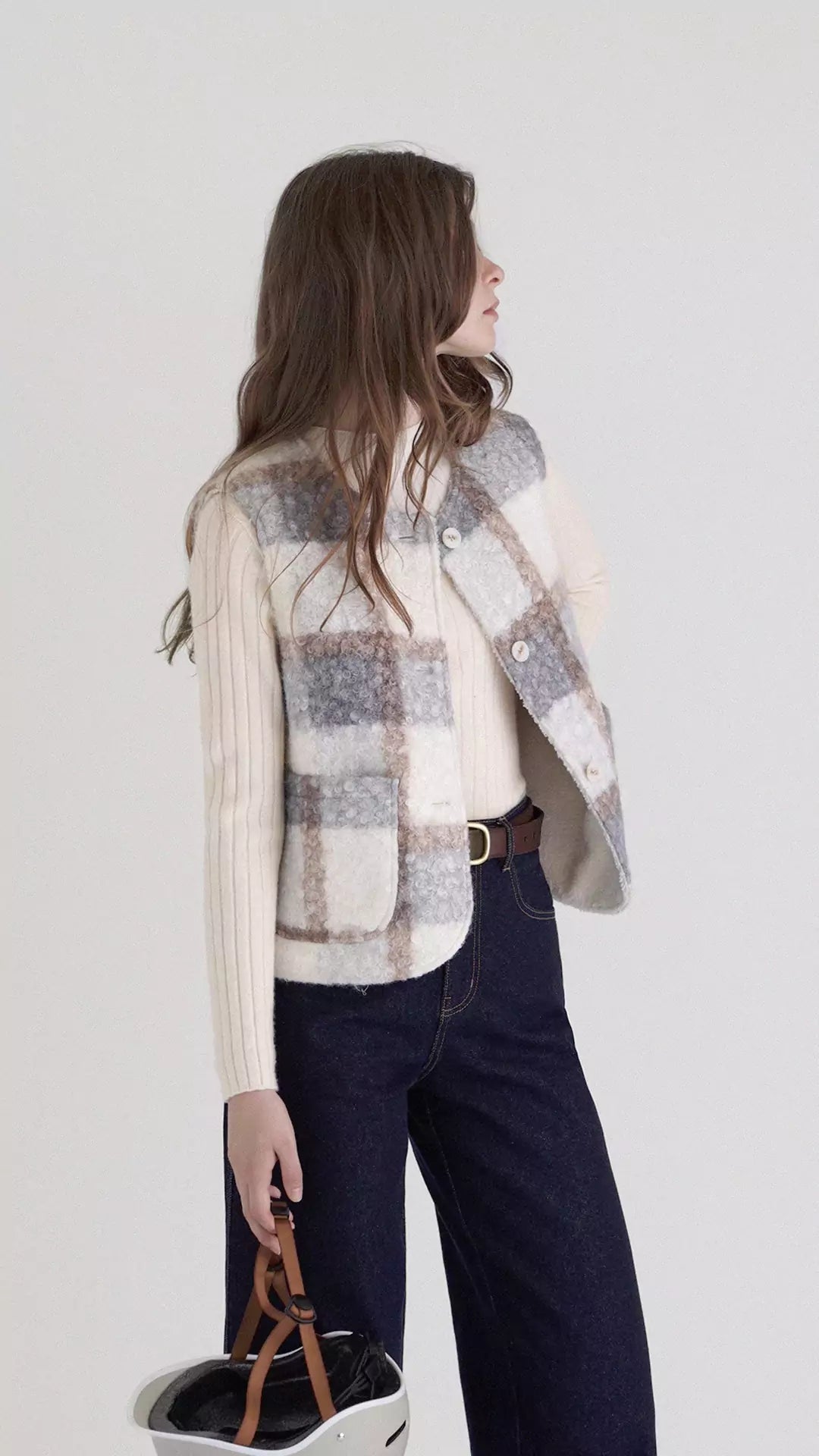 Cozy Sherpa Plaid Vest