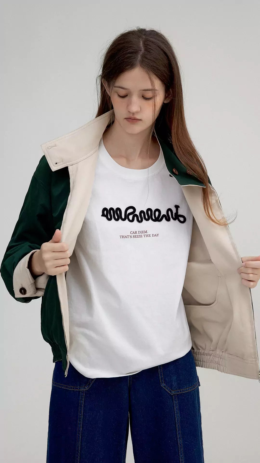 Soft 3D Letter Cord Design Long Sleeve Top