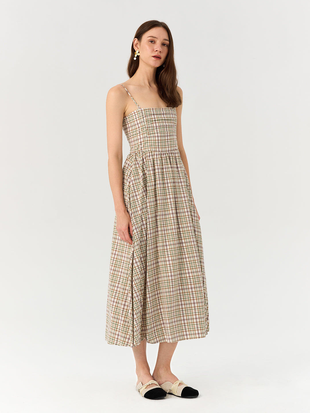 Pleated Midi Slip Dress