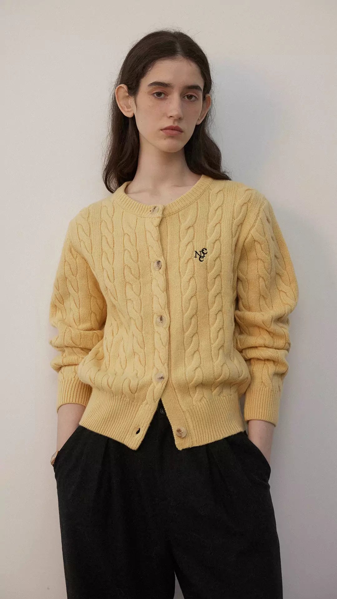 Round Neck Knitted Cardigan