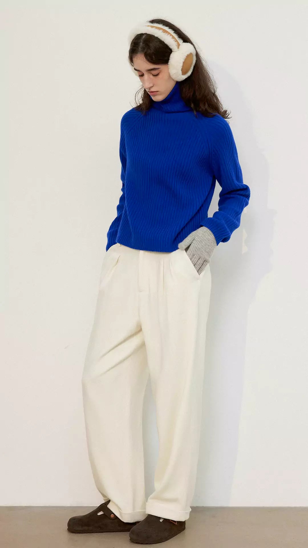 Rib Knit Turtleneck in Royal Blue