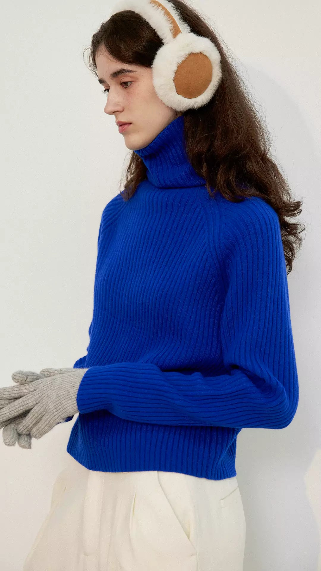 Rib Knit Turtleneck in Royal Blue