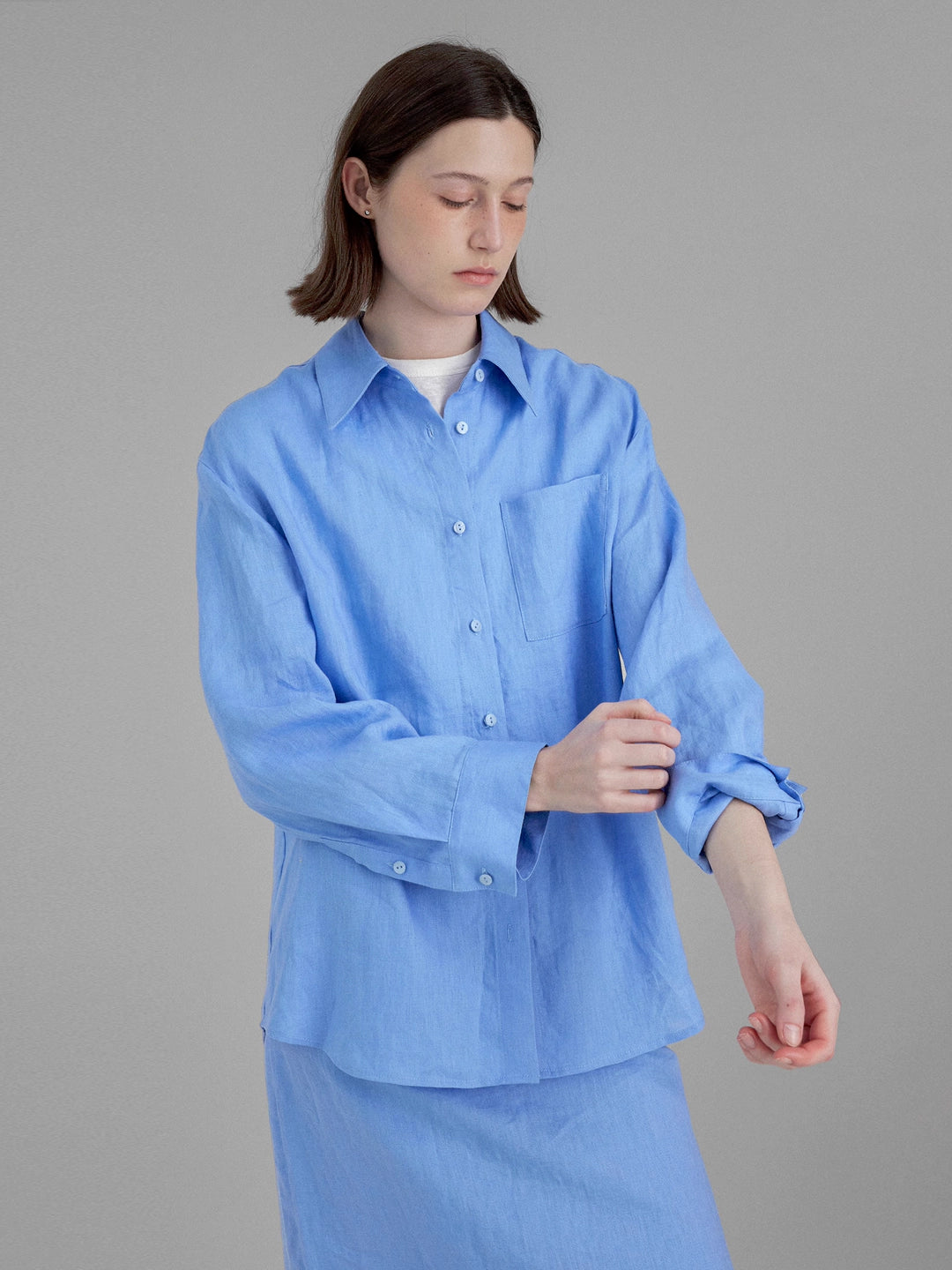 Linen Leisure Drop Shoulder Blouse