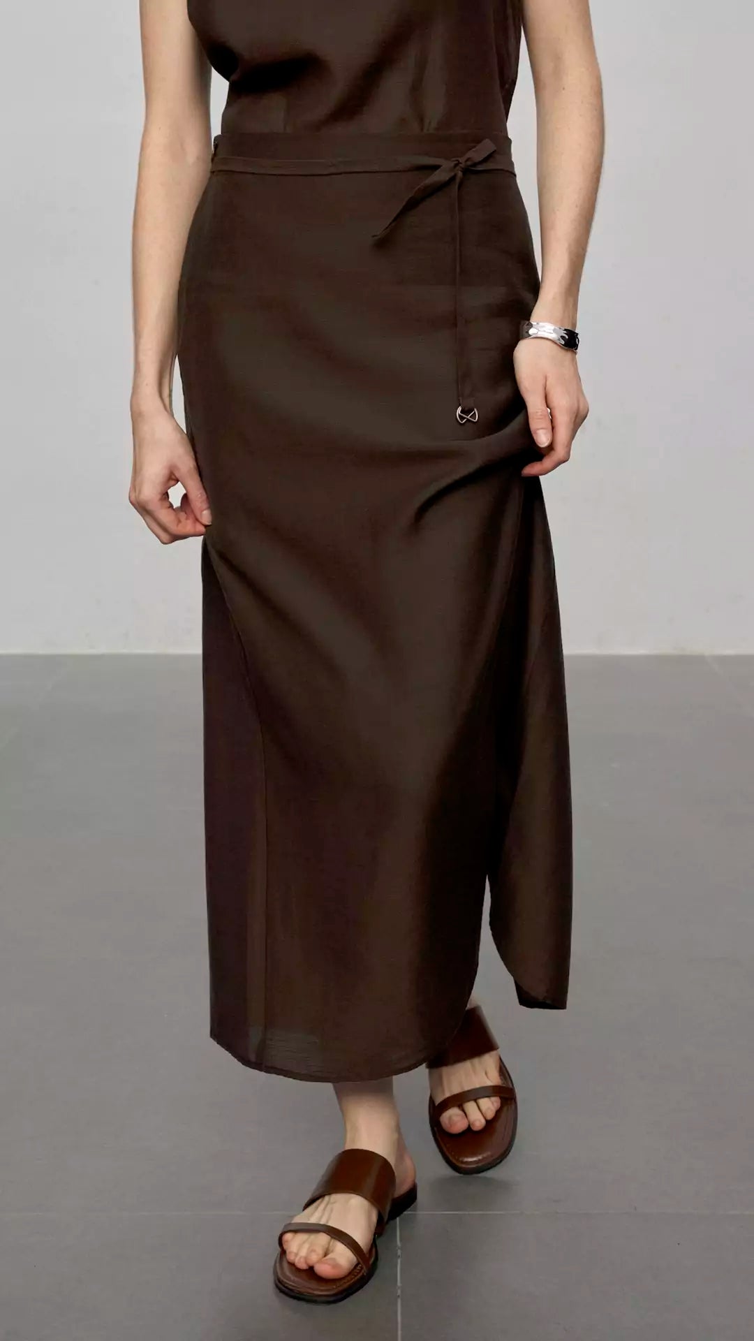 Sheer Acetate-Linen Slimming Straight Midi Skirt