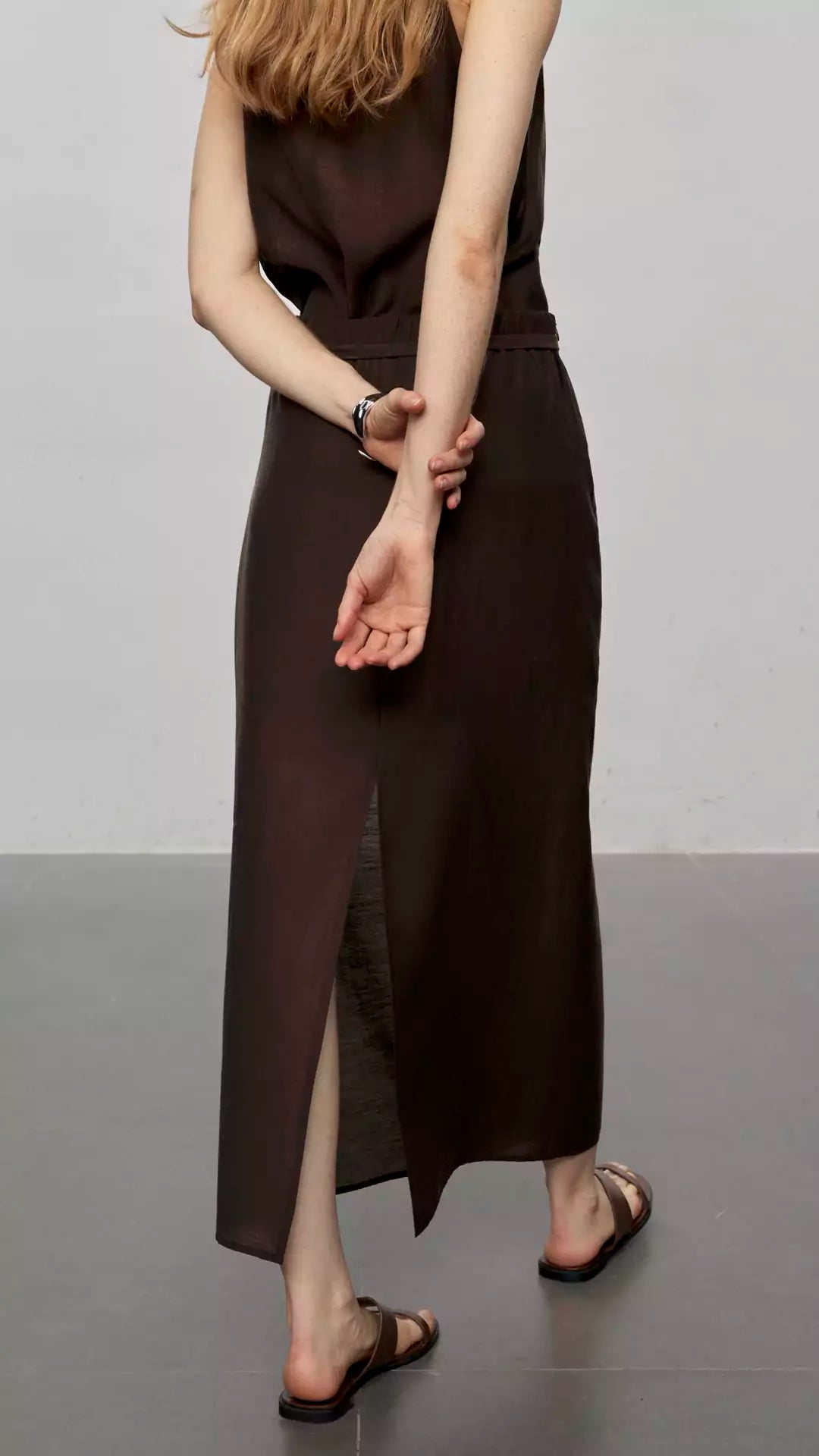 Sheer Acetate-Linen Slimming Straight Midi Skirt