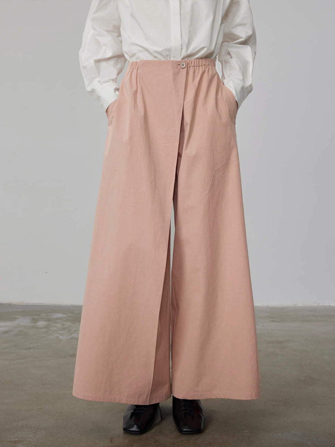 A-Line Relaxed Fit Skirt Pants with Elastic Waist