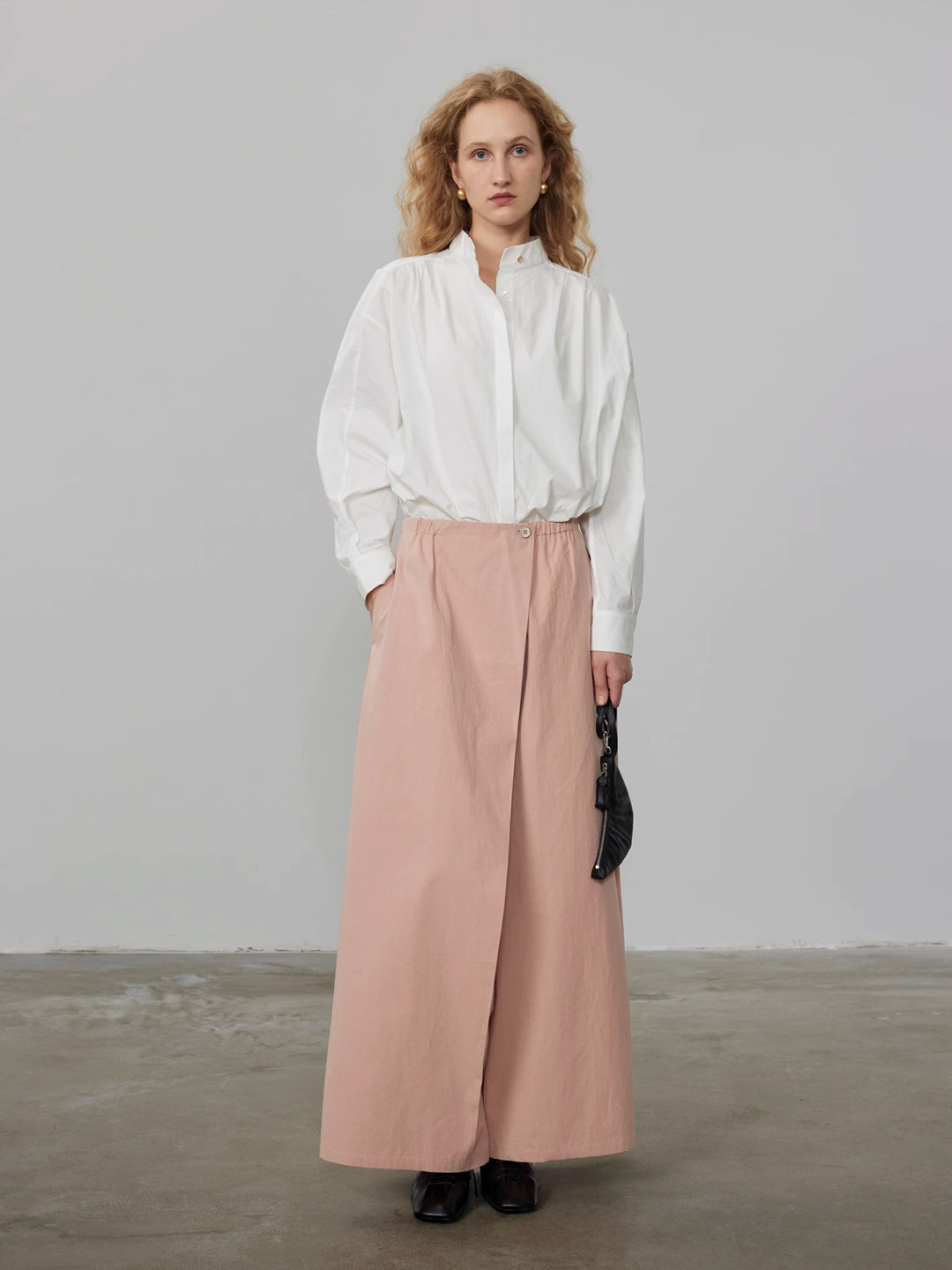 A-Line Relaxed Fit Skirt Pants with Elastic Waist