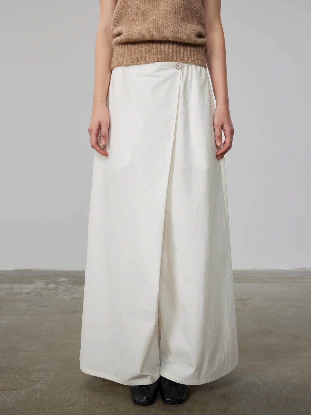 A-Line Relaxed Fit Skirt Pants with Elastic Waist