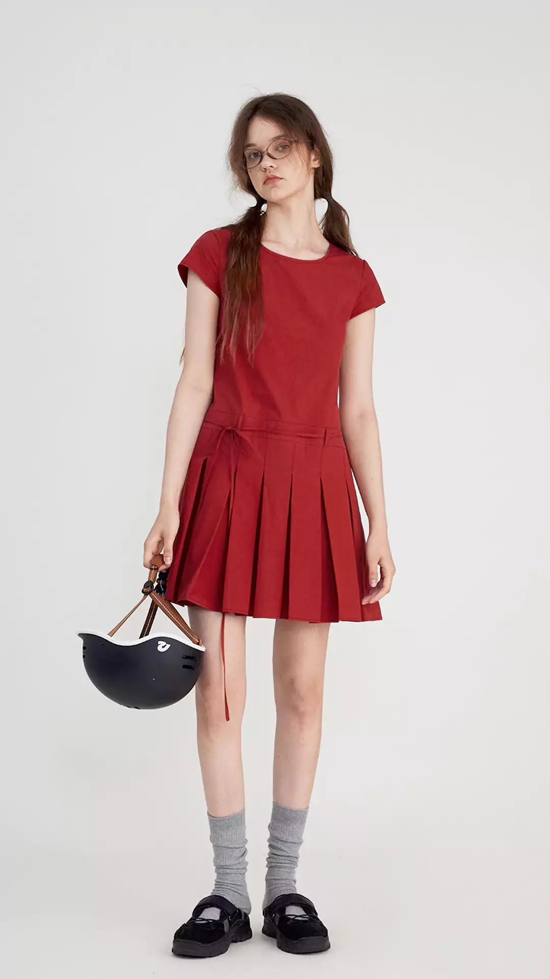 Hollow-Out Solid Color Mini Dress