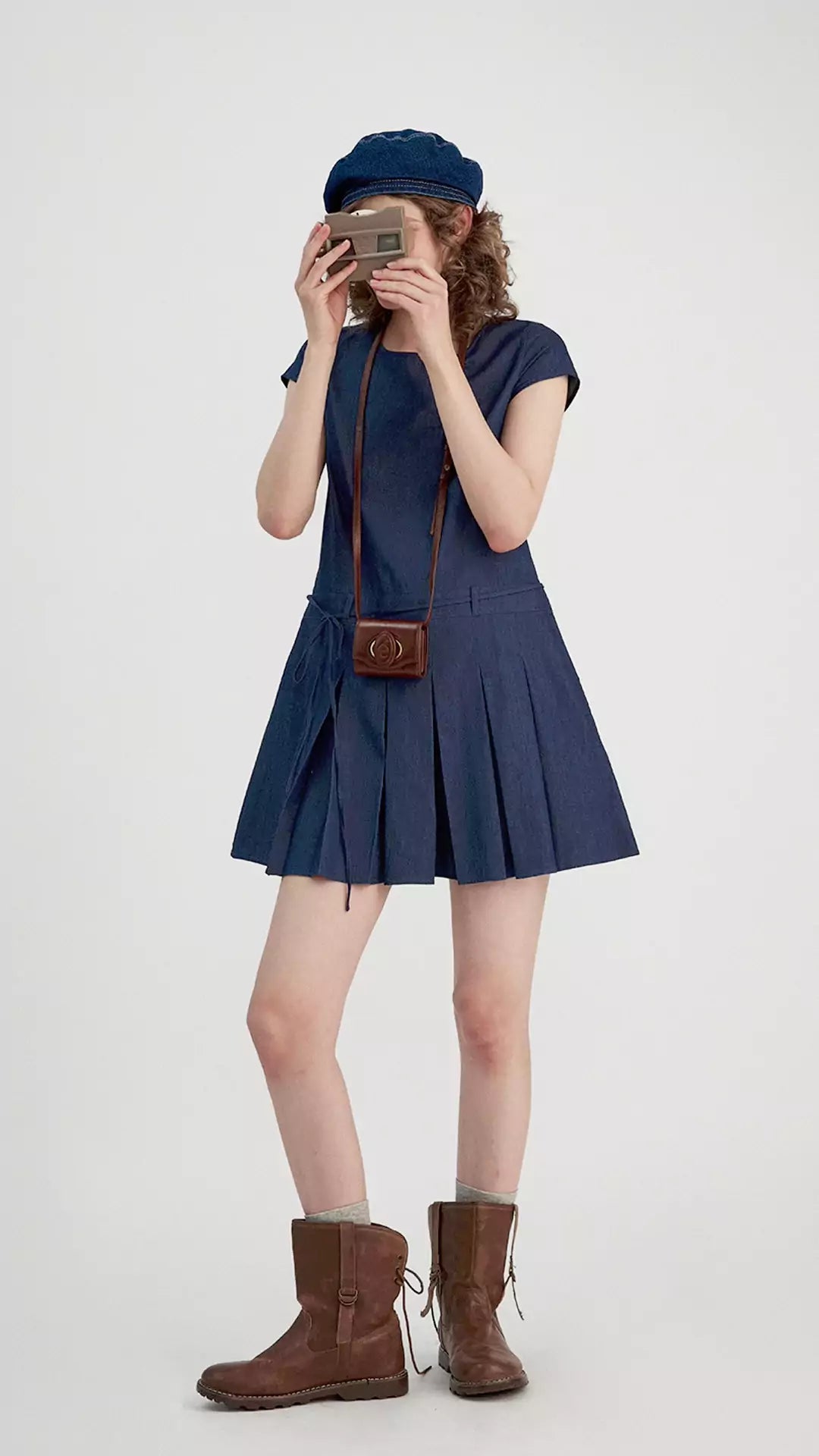 Hollow-Out Solid Color Mini Dress