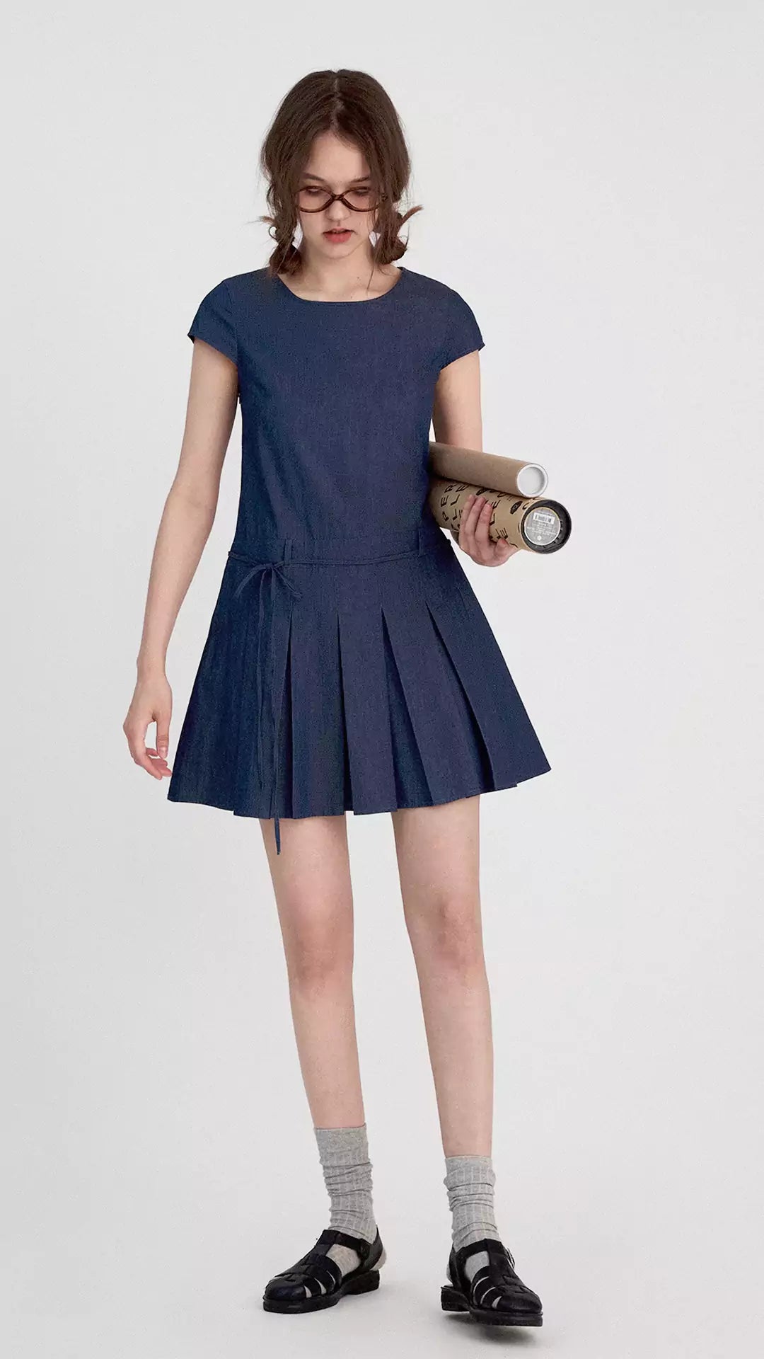 Hollow-Out Solid Color Mini Dress