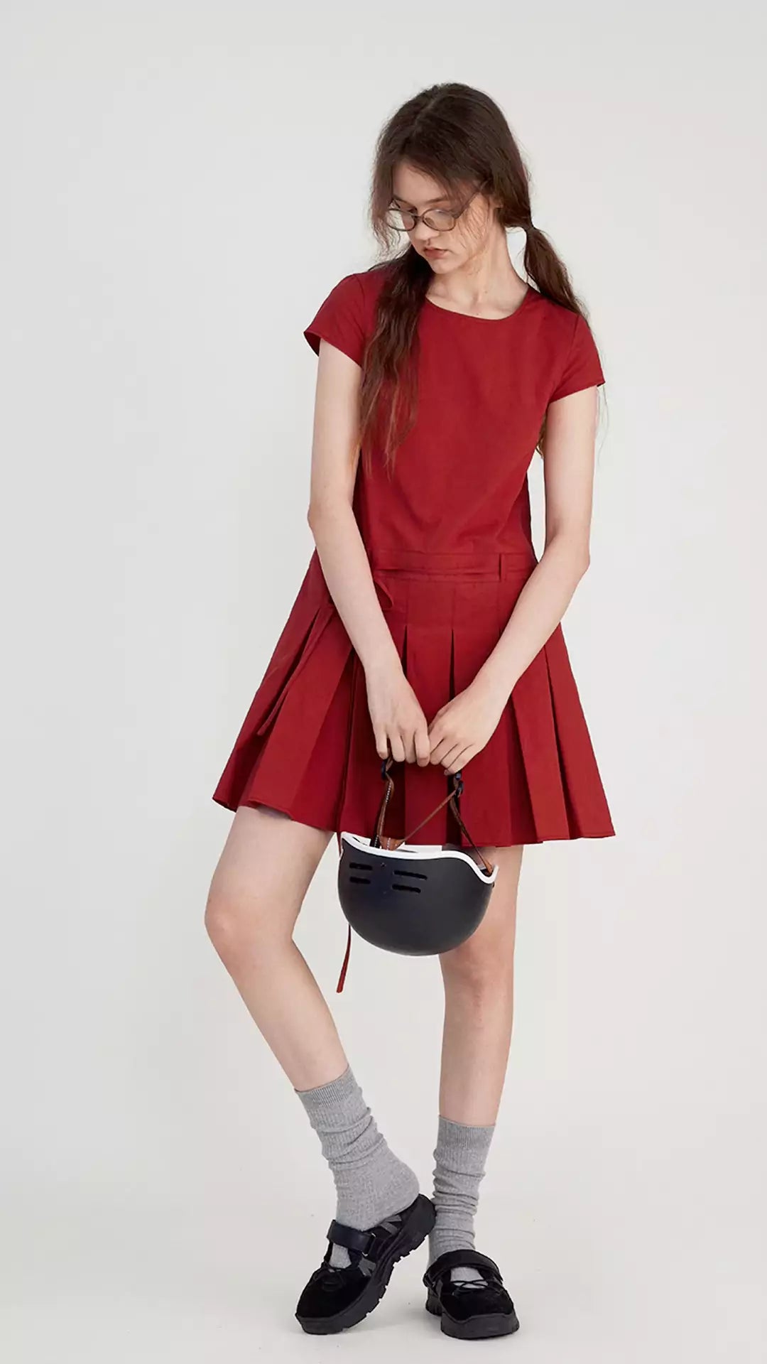 Hollow-Out Solid Color Mini Dress