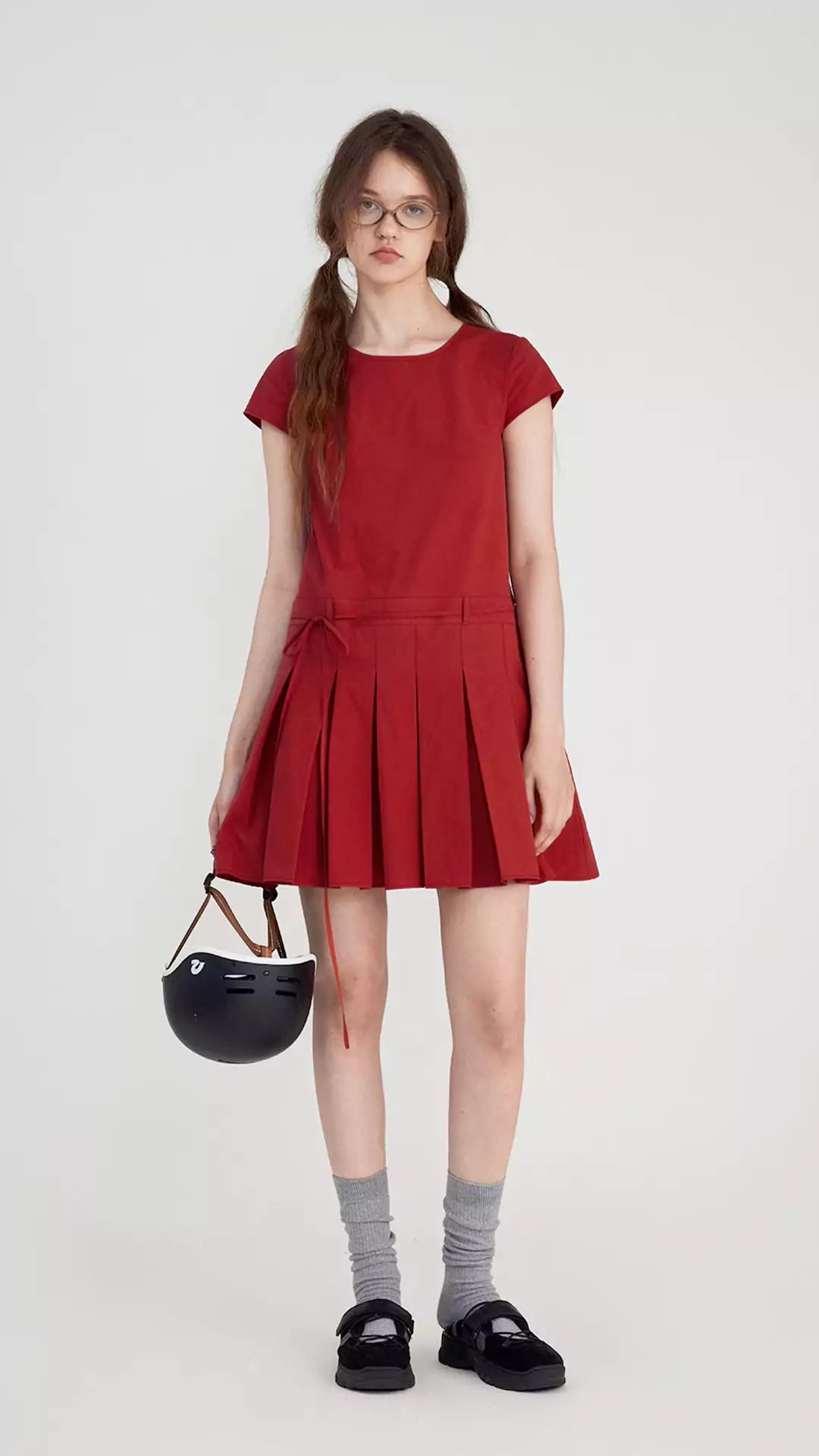 Hollow-Out Solid Color Mini Dress