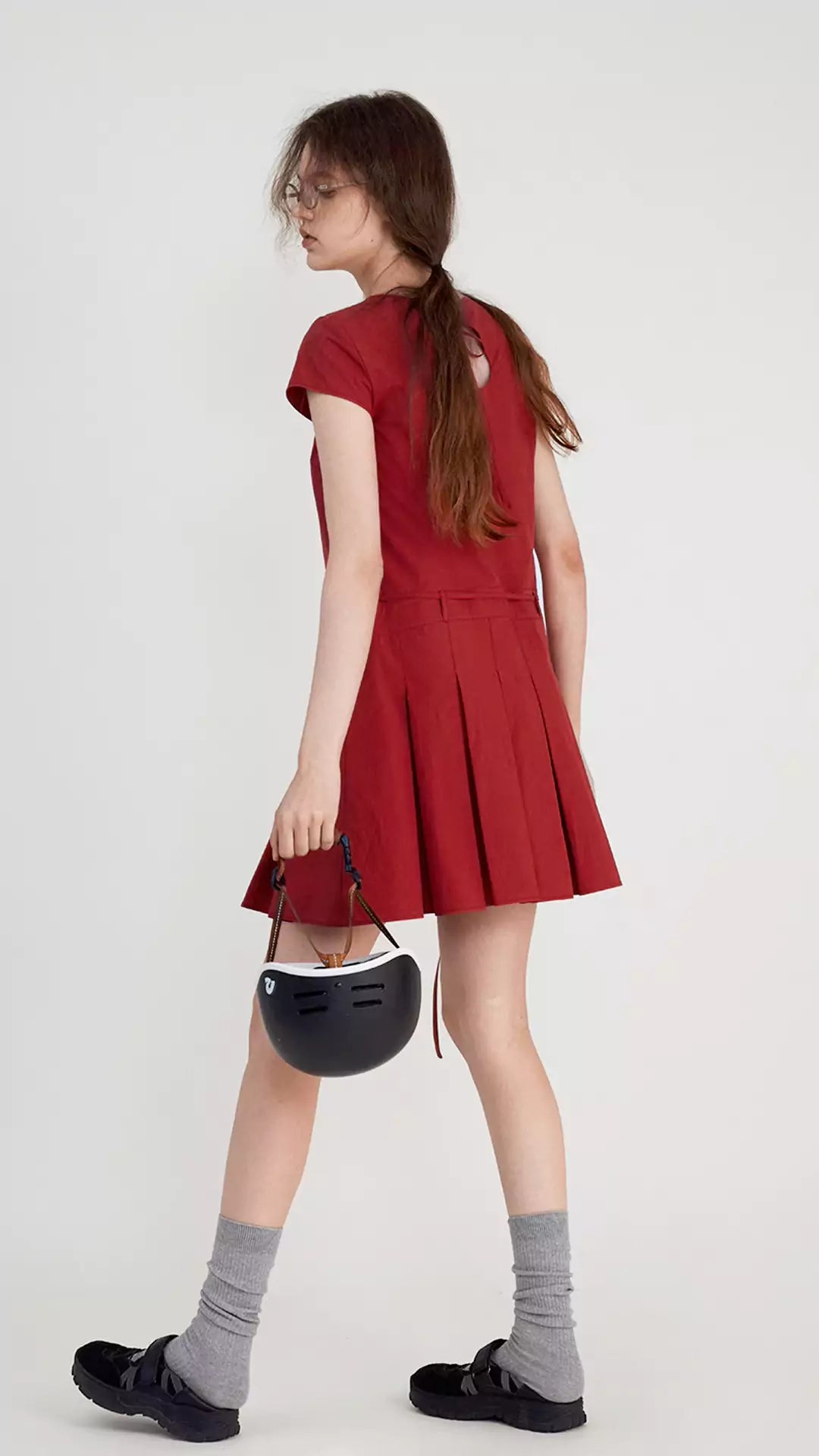 Hollow-Out Solid Color Mini Dress